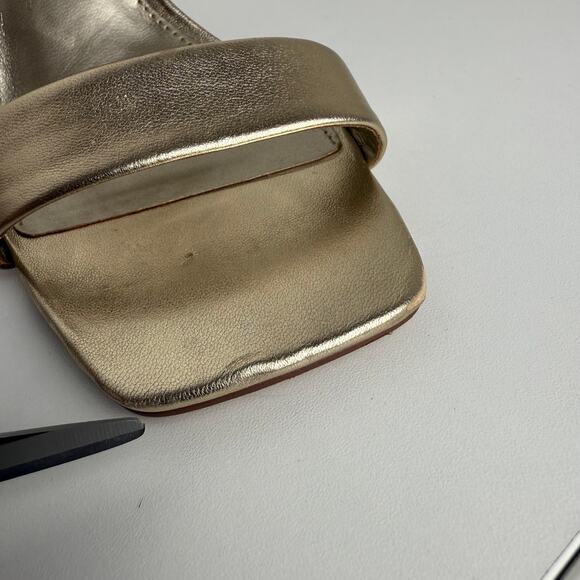 Vince Camuto Womens Enella Ankle Strap Square Toe Gold Sandals Stiletto Heels 6M - Picture 10 of 12